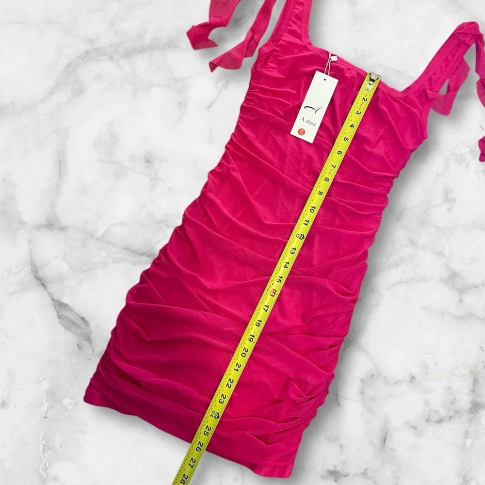 Fuchsia Ruched Bodycon Mini Dress - Picture 2 of 4
